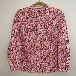 TALBOTS ruffle trim floral popover